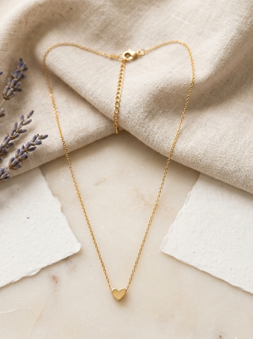 Colar Coração Minimalista em Aço com banho de ouro 14k.