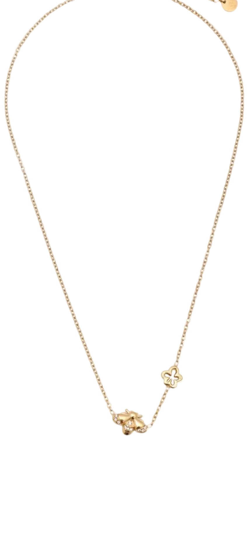 Colar Abelha Rhinestone em Aço com banho de ouro 14k.