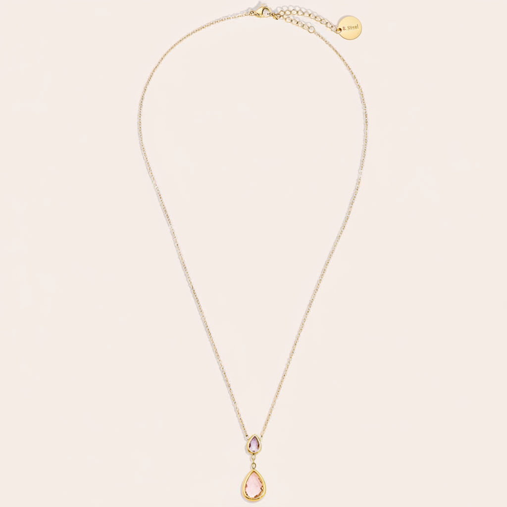 Colar "Gota de Luz" em Aço Inoxidável com Banho de Ouro 14K